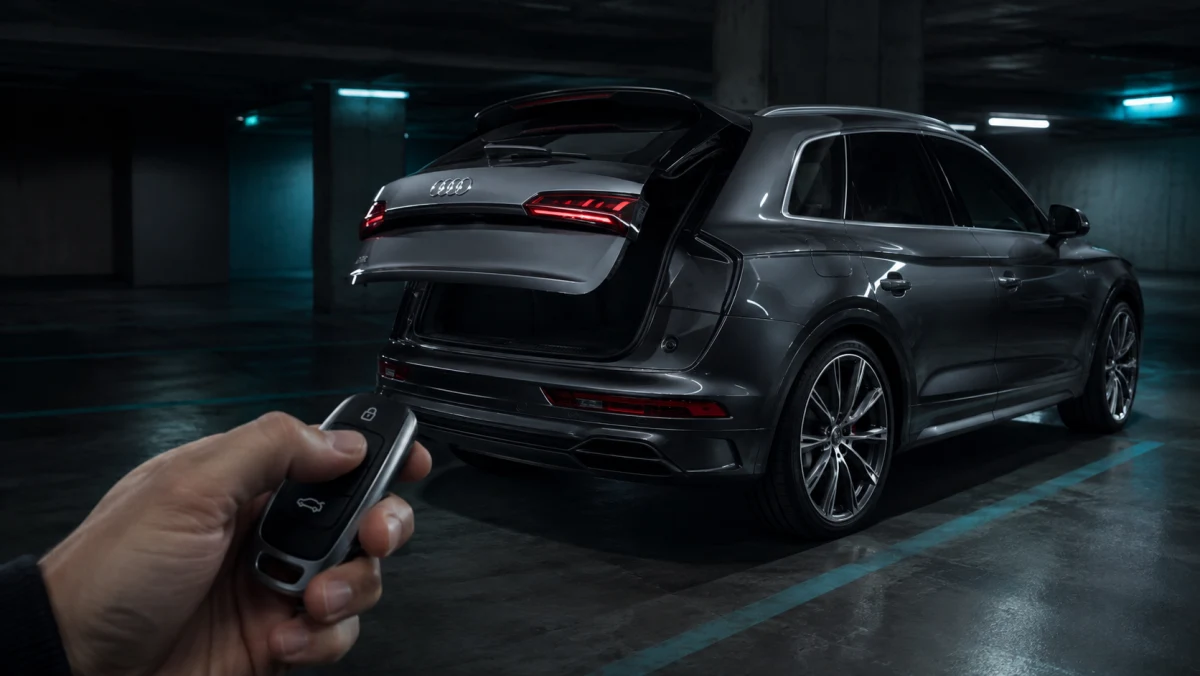 Audi elektromos csomagtérajtó zárása távirányítóval