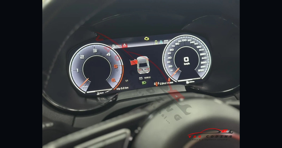 Audi A3 8V utólag beépített Virtual Cockpit digitális műszeregysége