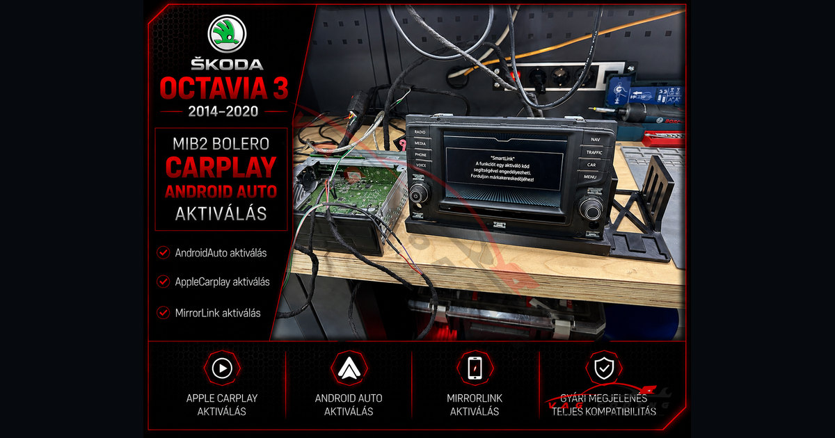 Škoda Octavia III MIB2 Bolero SmartLink aktiválásának saját referenciafotója