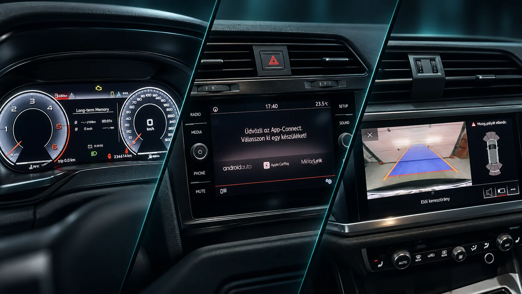 Virtual Cockpit, okostelefon-integráció és gyári tolatókamera